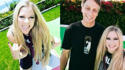 Avril Lavigne and Tony Hawk recreate "Sk8er Boi".